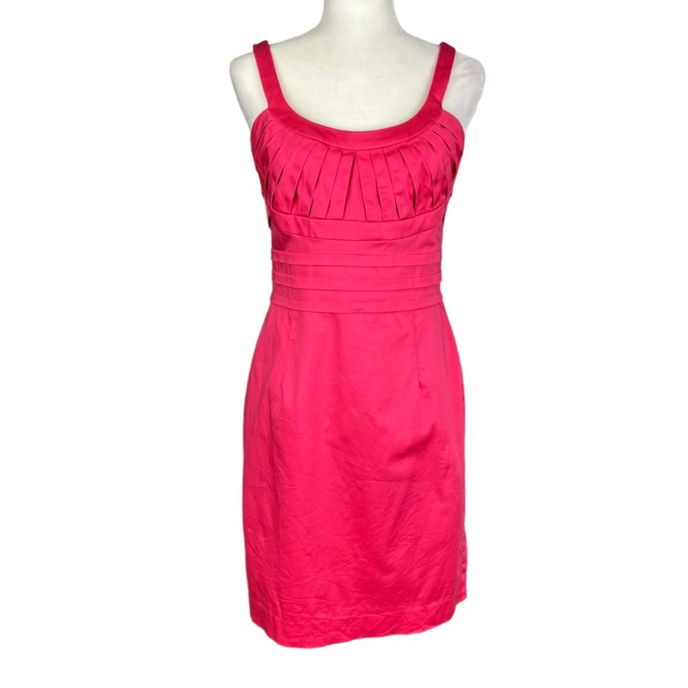 Calvin Klein Womens Pink Sleeveless Sheath Dress Pleated Bodice Cotton size 6